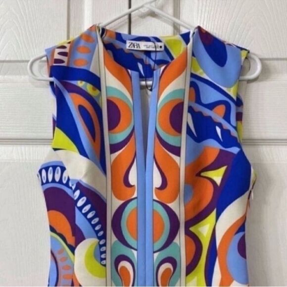 Zara Multi Colored Printed Mini Dress(Size Small) - Picture 8 of 9